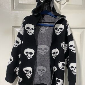 Kids Black and White Skull Hoodie